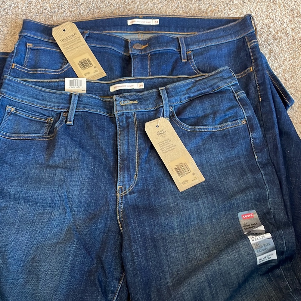 ✨2 Pair W/ Tags* Levi’s 720 & 721 High Rise Skinny/Super Skinny Tall  W34 L30✨